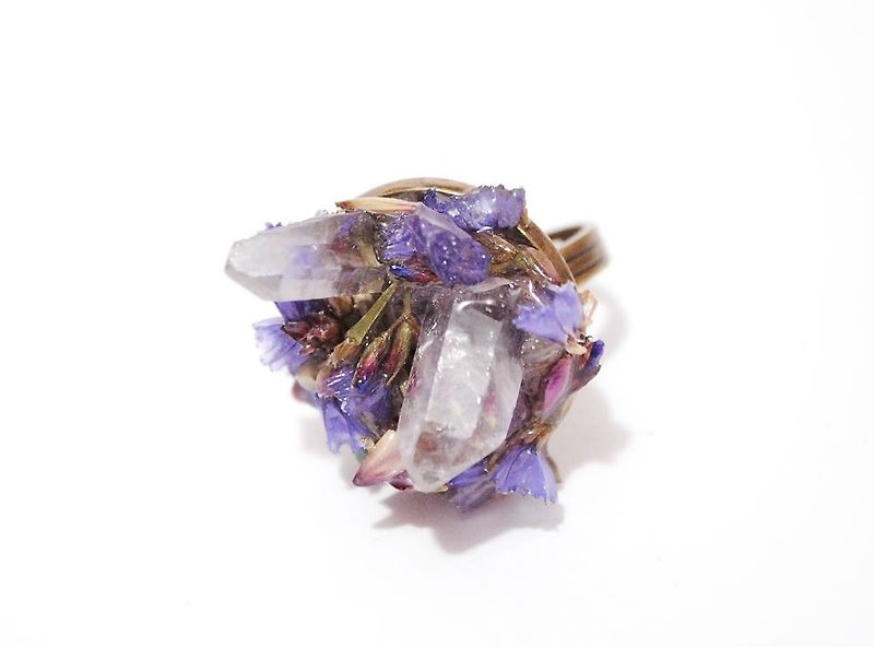 花色控制室 水晶干燥花介指 / Witchcraft 系列 - 戒指 - 植物．花 紫色