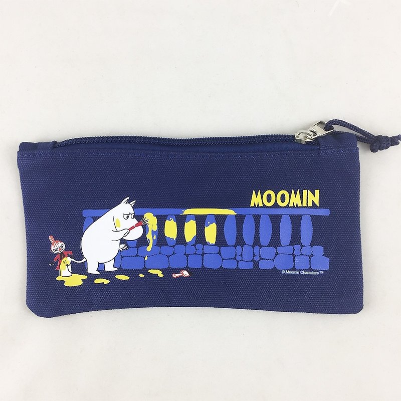 Moomin噜噜米授权-笔袋(蓝) - 铅笔盒/笔袋 - 棉．麻 蓝色