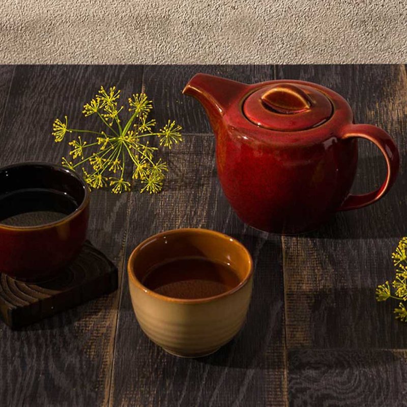 【新品上市】WAGA 新东方椭圆陶瓷钵碗/汤匙/茶杯/茶壶/小碟-六款 - 茶具/茶杯 - 瓷 红色