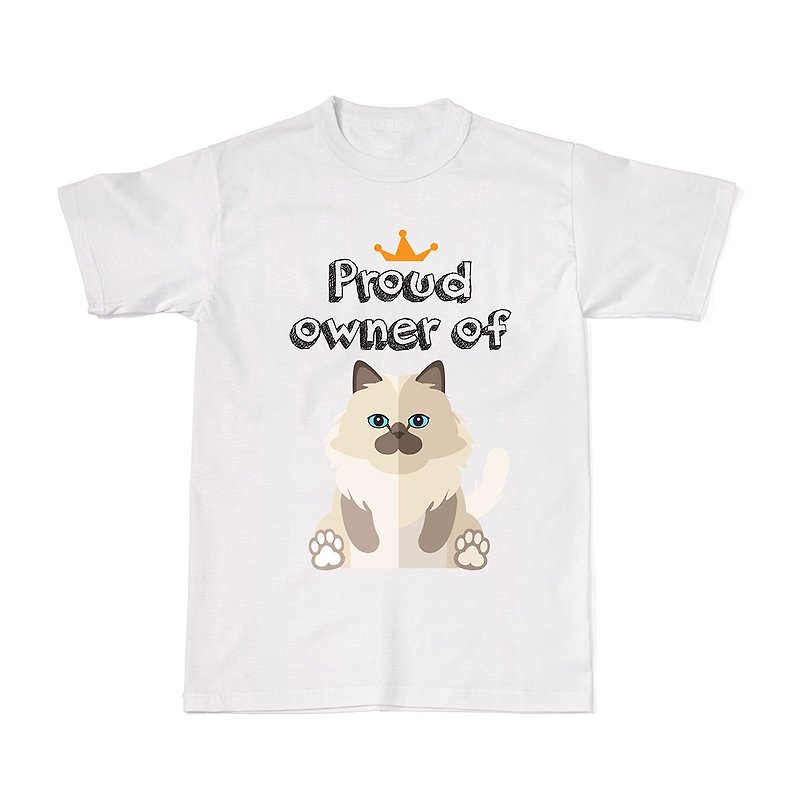 Proud Cat Owners Tees - Birman Cat - 女装 T 恤 - 棉．麻 白色