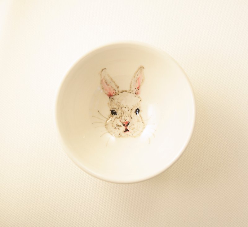 手绘小茶杯-12生肖小杯 兔 - 茶具/茶杯 - 瓷 白色