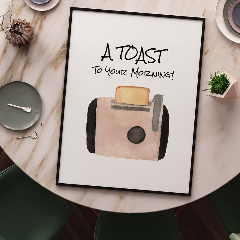 A Toast to Your Morning-厨房挂画/早餐店/玄关/角落空间/面包机 - 海报/装饰画/版画 - 其他材质 粉红色