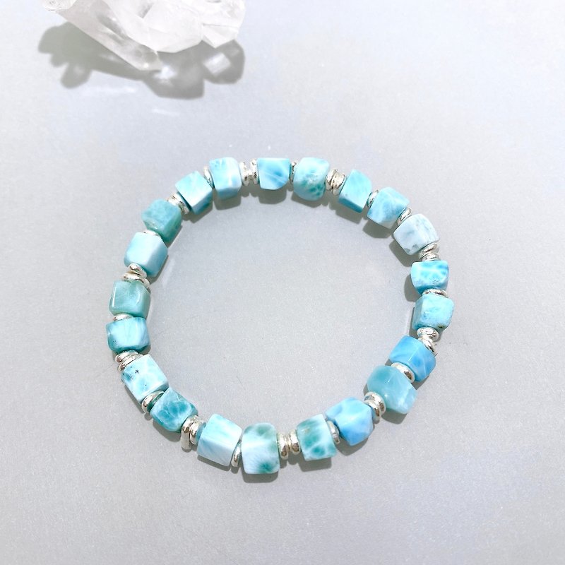 Ops  Larimar Silver bracelet -拉利玛石/限定/纯银/天然石/弹性 - 手链/手环 - 宝石 蓝色