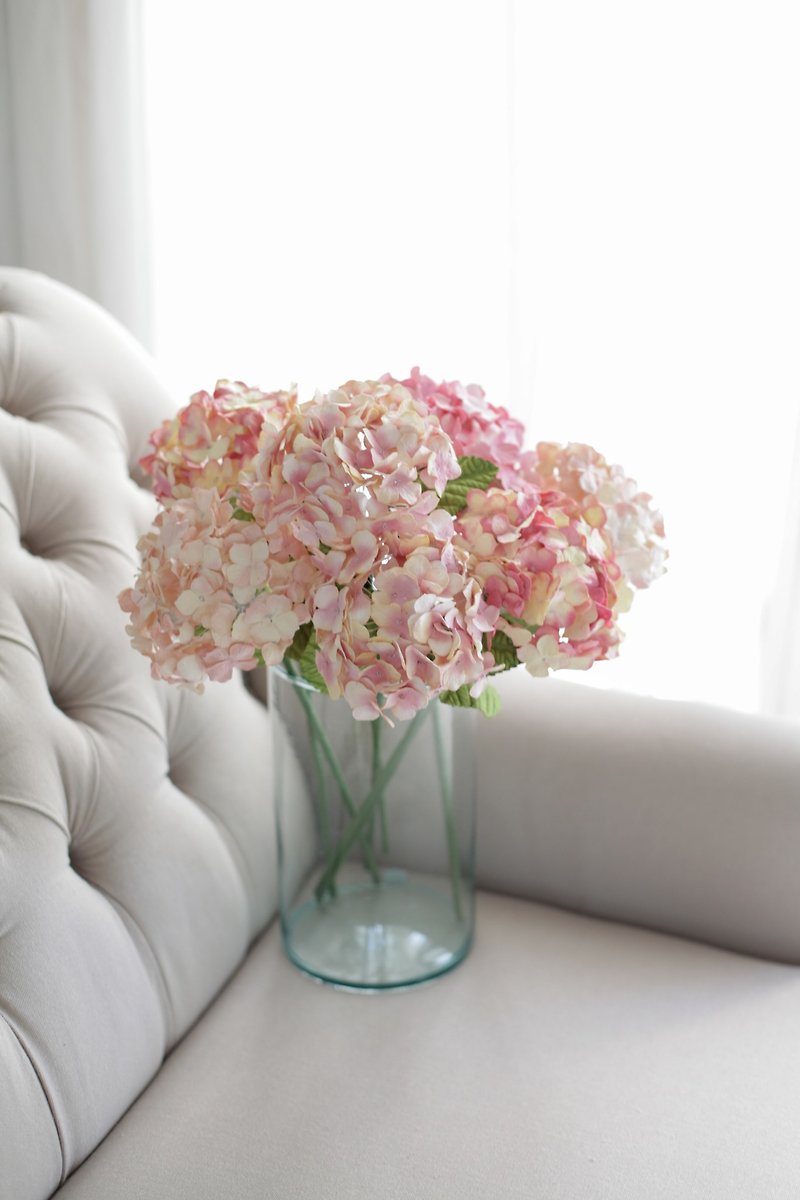 PR010 : Pink Cream Hydrangea Flower Decoration Arrangment Size 16" Length - 摆饰 - 纸 粉红色