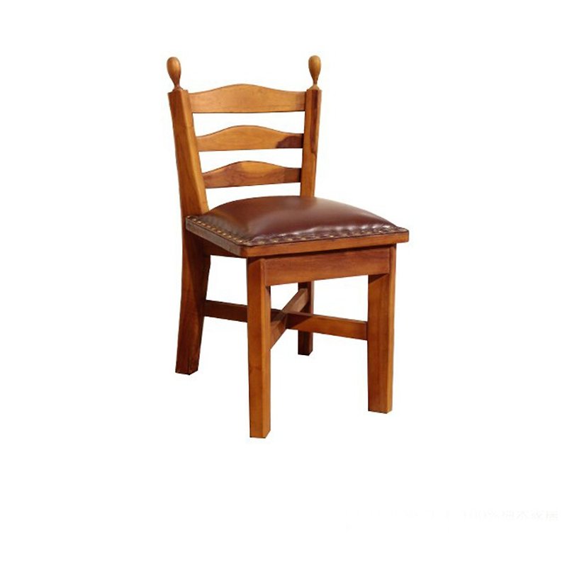 【吉迪市100%全柚木家具】ETCH007SL 柚木铜钉全牛皮造型椅 矮凳 - 椅子/沙发 - 木头 