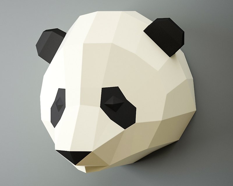 Papercraft Panda Head, paper craft 3D animal trophy, DIY kit, DIGITAL TEMPLATE - 手工艺教程/工具书 - 其他材质 