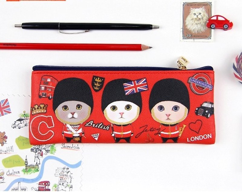 JETOY, 甜蜜猫 轻盈 笔袋 二代_British  J1704103 - 铅笔盒/笔袋 - 其他材质 红色