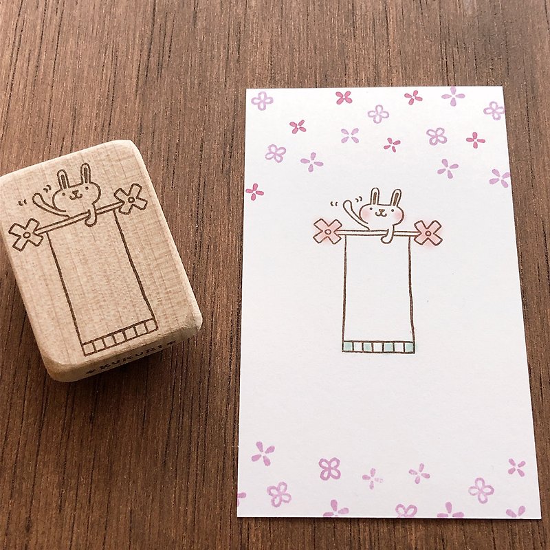ウサギの小花フレーム はんこ スタンプ　stamp - 印章/印台 - 橡胶 