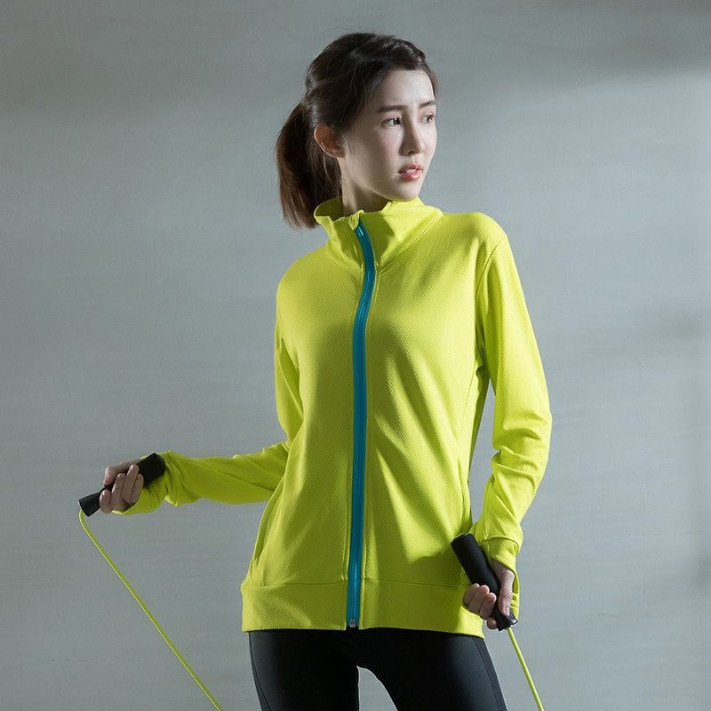 出清品-UPF50+高效凉感抗UV防晒外套-萤光绿 - 女装休闲/机能外套 - 聚酯纤维 黄色