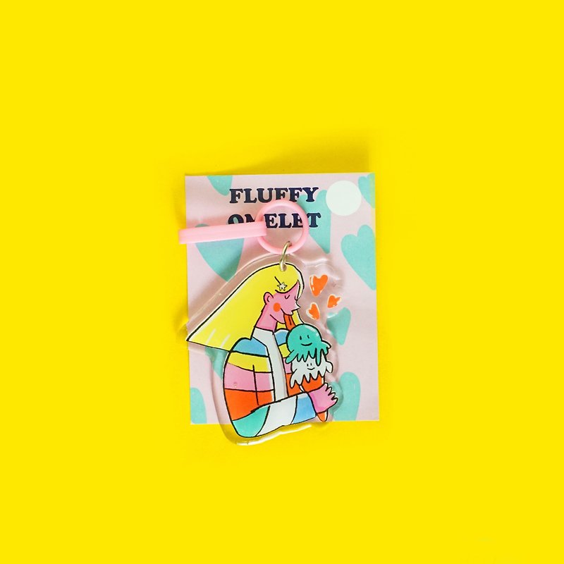 Fluffy Omelet - Keychain / Pin / Phone Grip - Ice Cream Lover - 手机座/防尘塞 - 压克力 多色