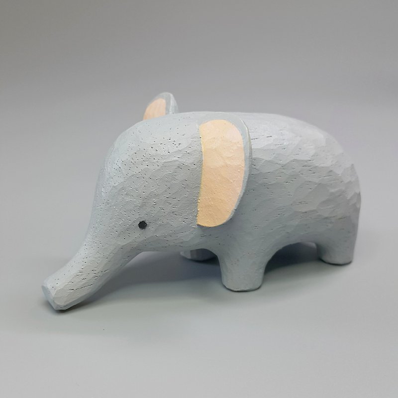 大象 木雕艺术品 - 玩偶/公仔 - 木头 灰色