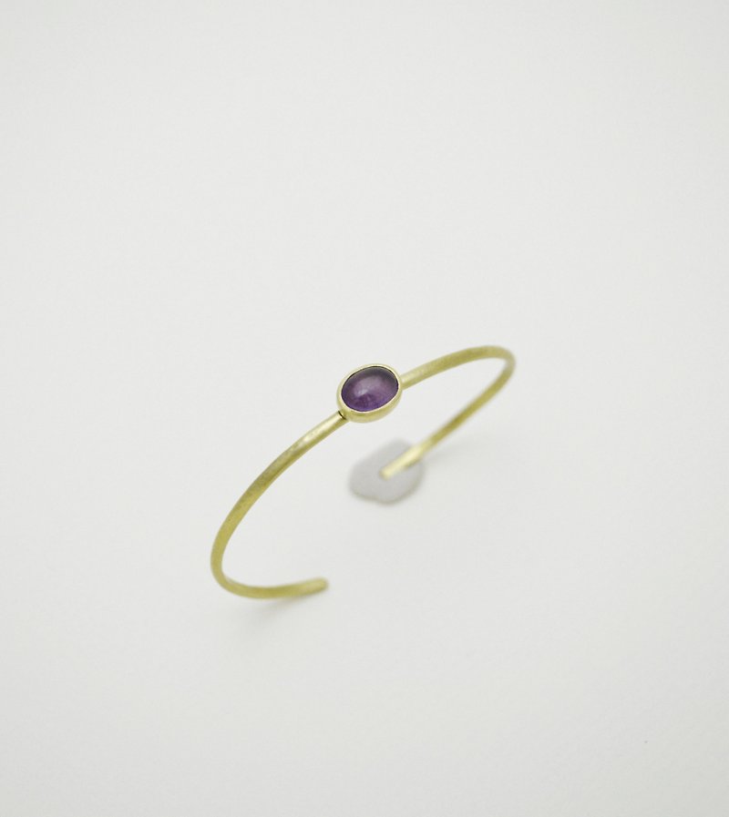 简单小石系列-紫水晶·黄铜手环 - 手链/手环 - 铜/黄铜 金色