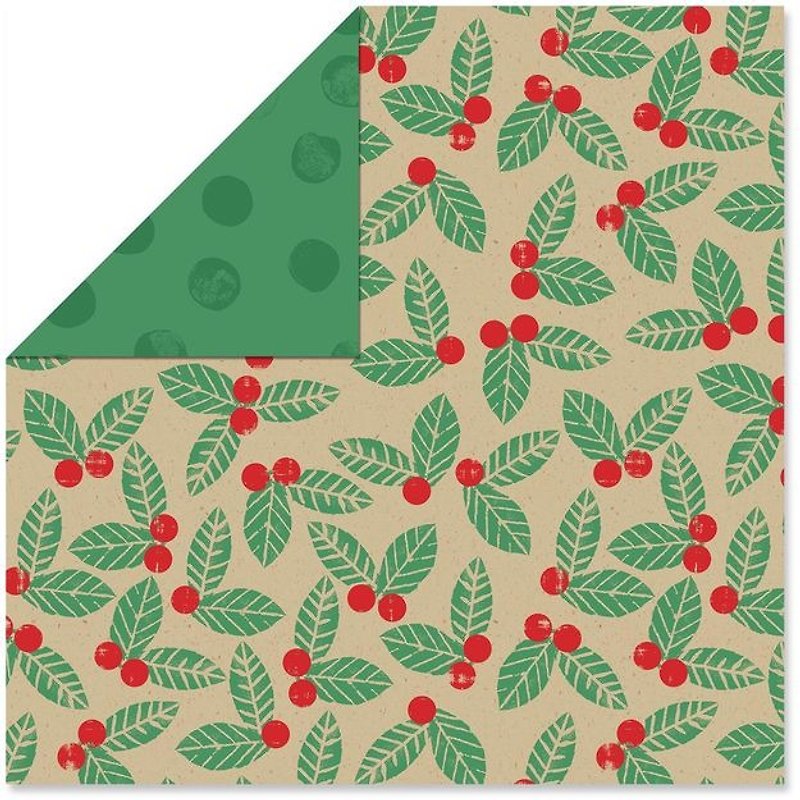 US耶诞/圣诞包装纸（双面） - 卡片/明信片 - 纸 绿色
