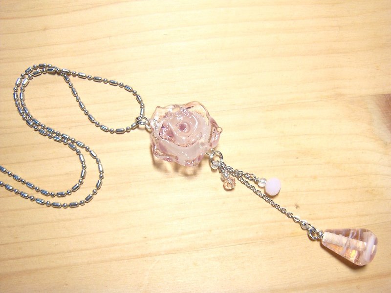 柚子林琉璃 - 来自玫瑰花的祝福 (粉紫) - 技术x设计款 - 项链 - 玻璃 粉红色