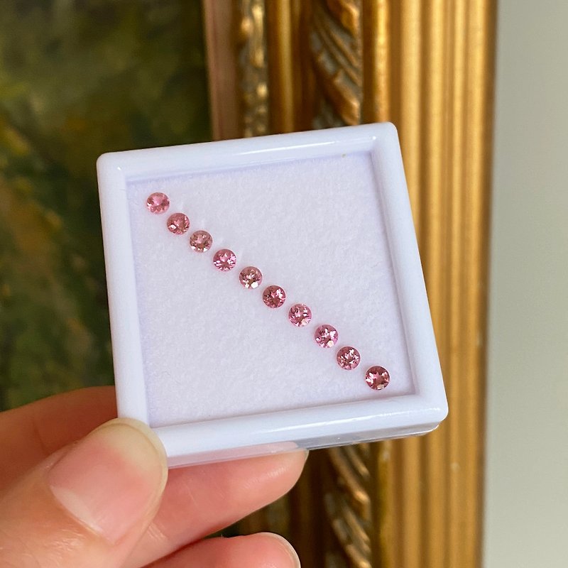 【裸石】碧玺 Tourmaline 3mm 圆形宝石 - 项链 - 宝石 粉红色