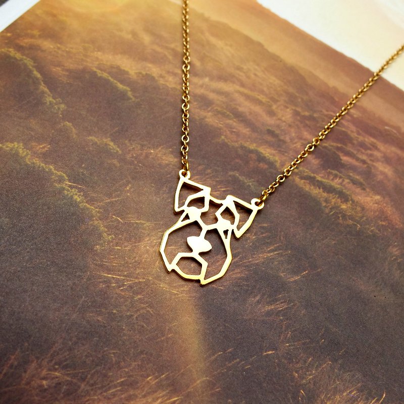 Geometric Schnauzer Necklace, Dog lover gift, Gold Plated Brass
