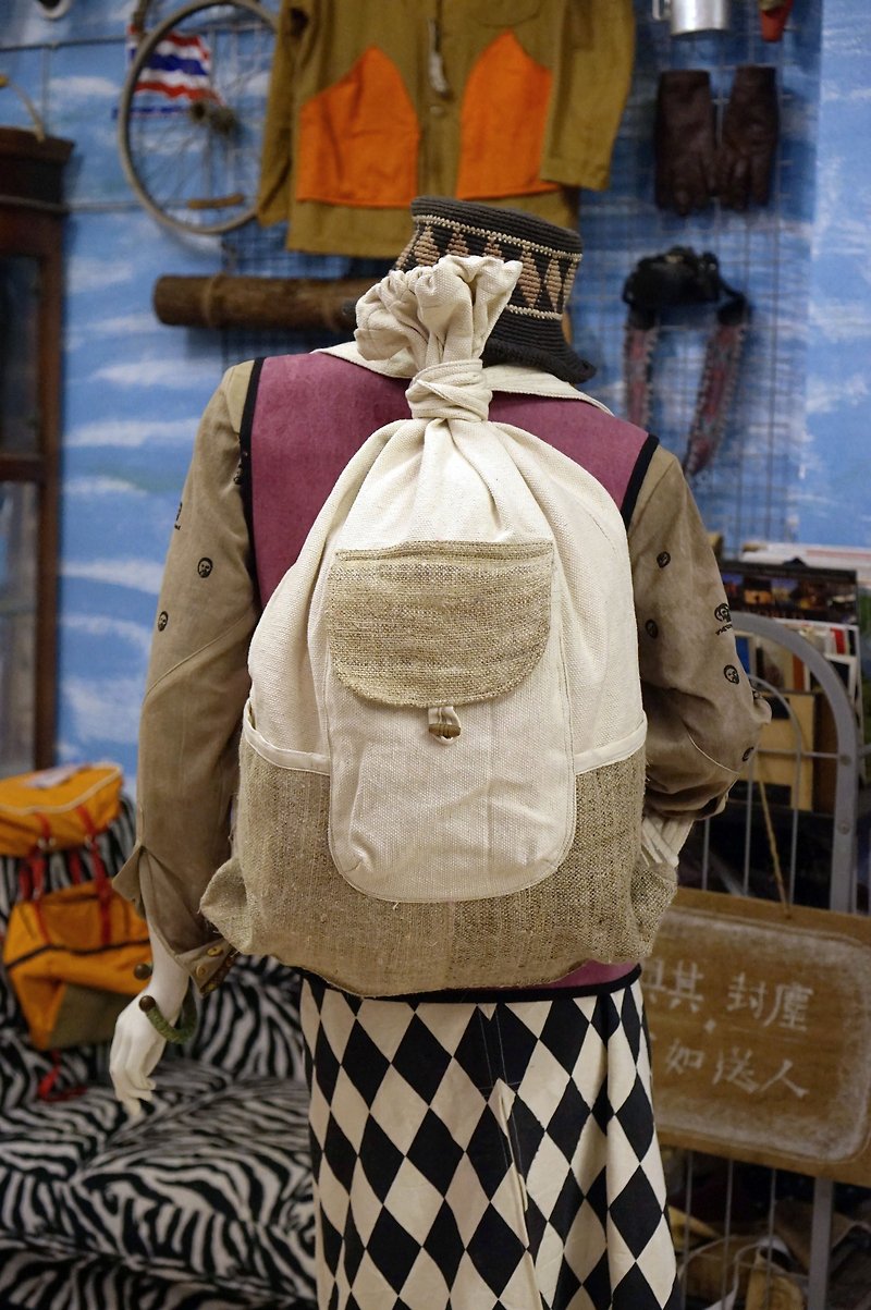 EARTH.er  │大麻布苏联束口包 (天然色) ● Hemp Soviet Backpack (Natural)│ :: 香港原创设计品牌 :: - 束口袋双肩包 - 棉．麻 卡其色