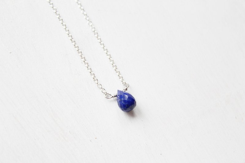 9月诞生石-青金石Lapis lazuli/ラピスラズリ纯银锁骨项链可调式 - 项链 - 宝石 蓝色
