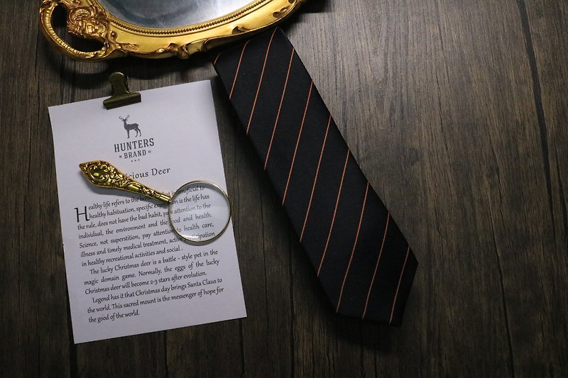 羊毛 领带/领带夹 黑色 - 黑色条纹绅士领带/简约窄版潮流礼盒装necktie