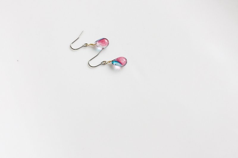 透明写生-PEACOCK 玻璃造型耳环 - 耳环/耳夹 - 其他金属 蓝色
