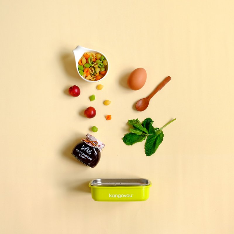 Mini宝宝餐盒【青苹绿】-美国kangovou小袋鼠 - 儿童餐具/餐盘 - 不锈钢 绿色