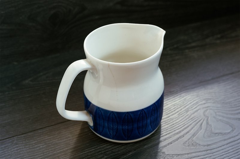 瑞典老件ー叶片牛奶壶 / 花瓶ー特价款 - 咖啡壶/周边 - 陶 蓝色