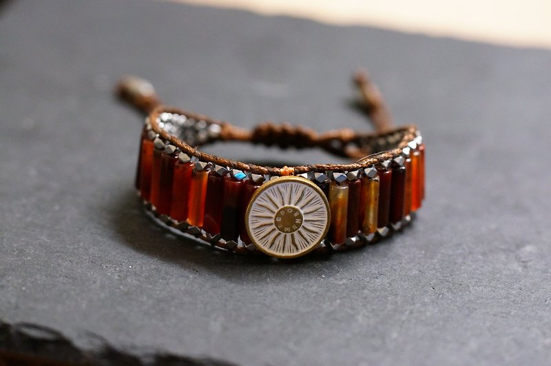 红玛瑙, 半宝石手链 ( Vintage bracelet with Red Agate ) - 手链/手环 - 半宝石 
