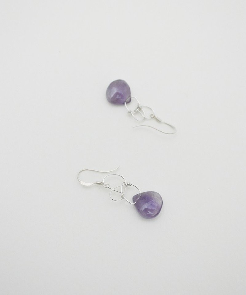 并非一团糟-紫水晶·纯银耳环 - 耳环/耳夹 - 宝石 紫色