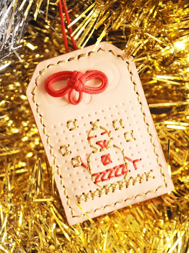 圣诞御守 皮革材料包 好好缝 护身符 情人节 刻名 平安符 情侣DIY - 皮件 - 真皮 金色