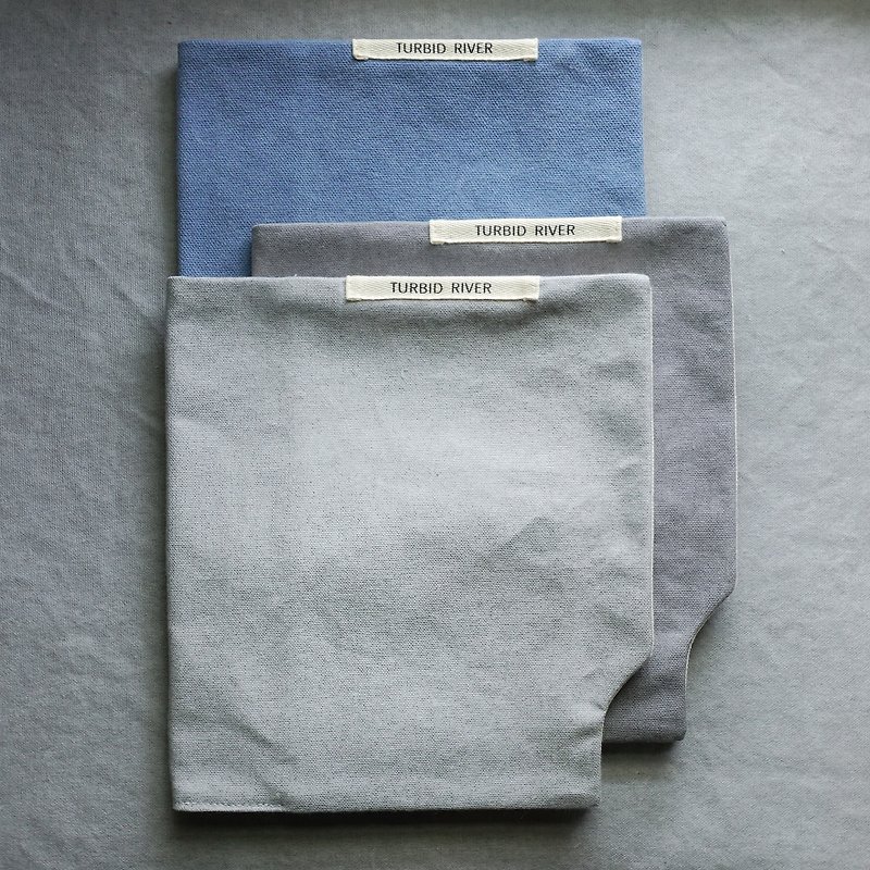 厚磅水洗帆布 灰蓝色系列 | A5 书衣 书套 手帐套 | 快吸磁扣设计 - 书衣/书套 - 棉．麻 灰色