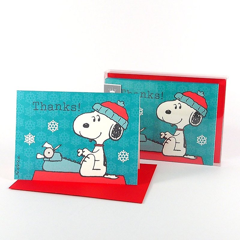 史奴比打字 耶诞盒卡10入【Hallmark-卡片 圣诞节系列】 - 卡片/明信片 - 纸 多色