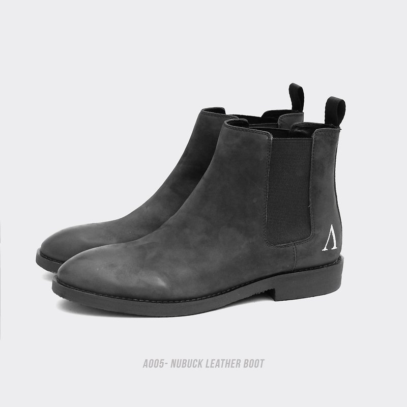 Nubuck leather boot - 男款休闲鞋 - 真皮 黑色