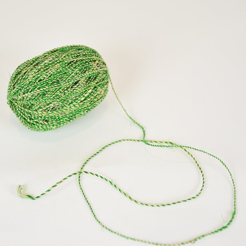 手捻麻线-双色 自然色/绿色-公平贸易 - 编织/刺绣/羊毛毡/裁缝 - 棉．麻 绿色