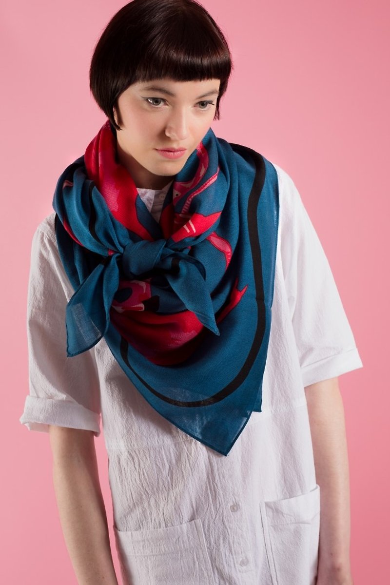 蓝天火鹤羊毛围巾 | Karen Mabon - 围巾/披肩 - 羊毛 蓝色