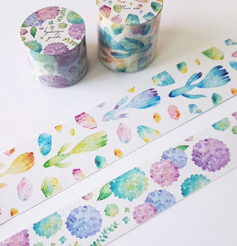 紫阳花 & 琉璃海 纸胶带优惠套组 - 纸胶带 - 纸 紫色