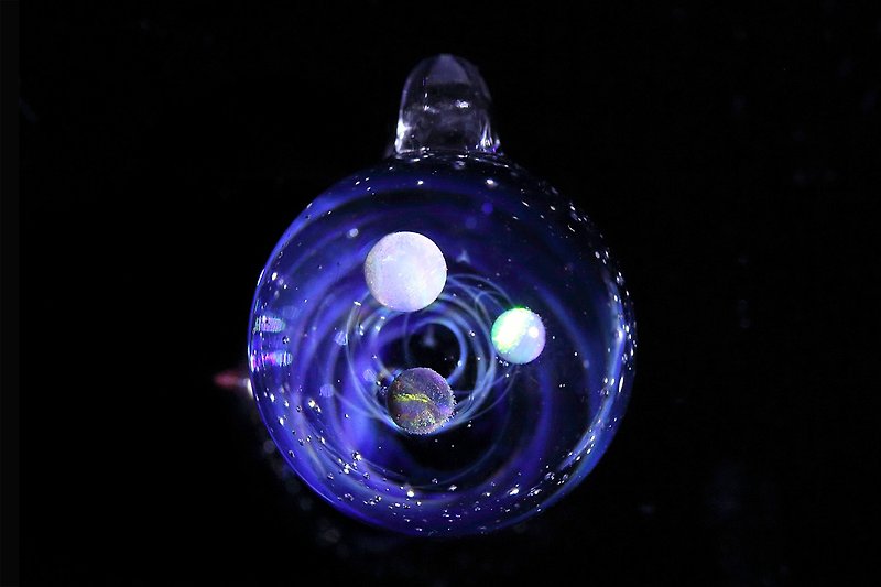 宇宙ガラス 螺旋状銀河 no.806 - 颈链 - 玻璃 蓝色