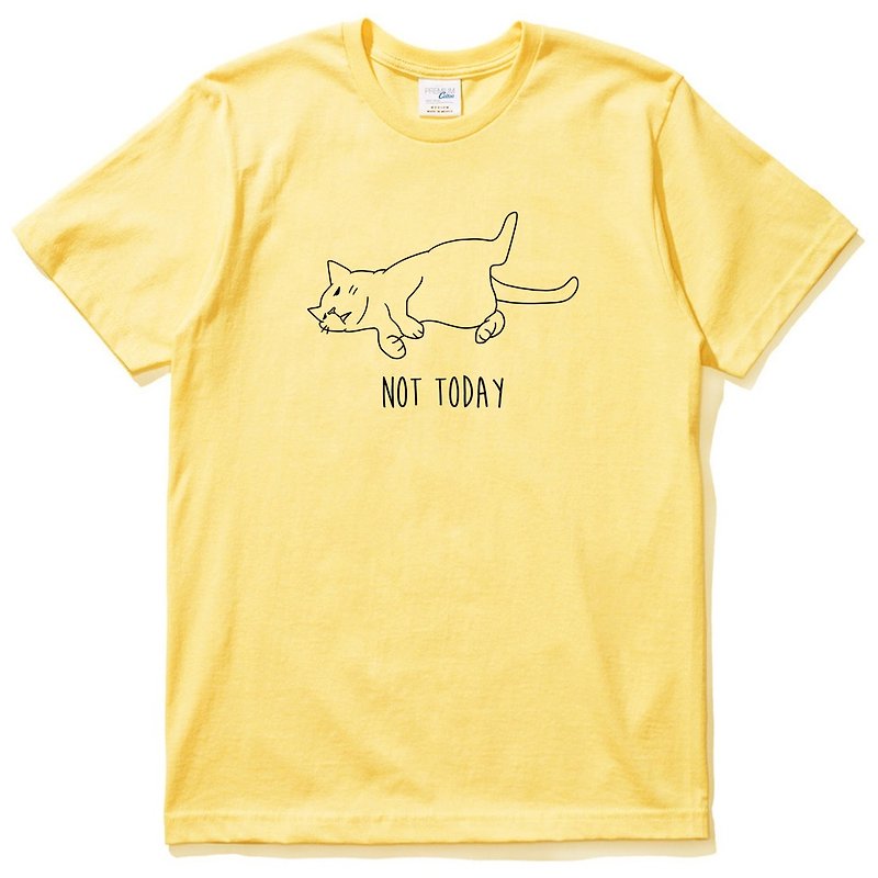 Not Today Cat #2 男女短袖T恤 黄色 狗 猫 毛小孩 动物可爱 趣味 - 男装上衣/T 恤 - 棉．麻 黄色