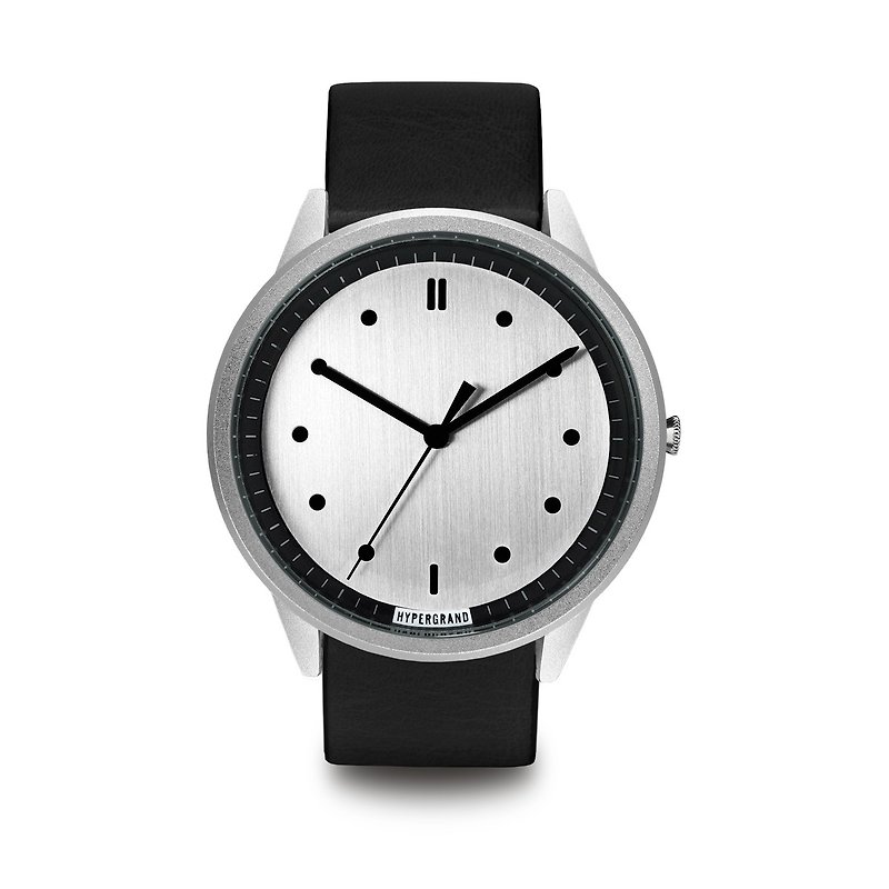 HYPERGRAND - 02基本款系列 - 银表盘黑皮革 手表 - 男表/中性表 - 其他材质 黑色