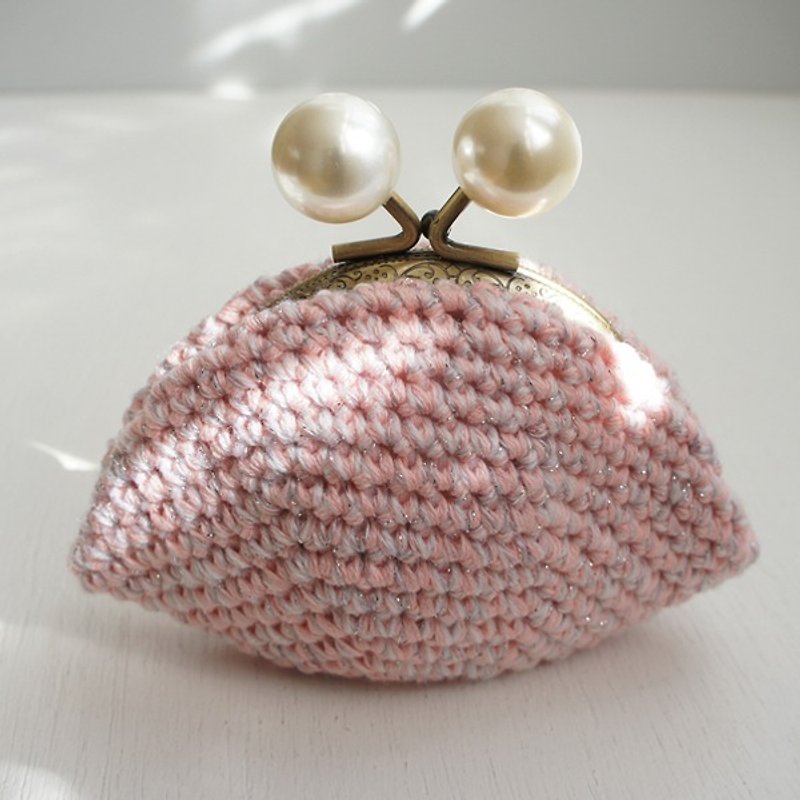 Ba-ba handmade☆ crochet pouch (No.C1010) - 化妆包/杂物包 - 纸 粉红色