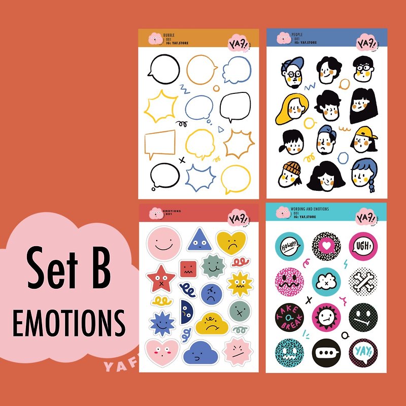Emotions Sticker Set (4 sheets) - 贴纸 - 防水材质 