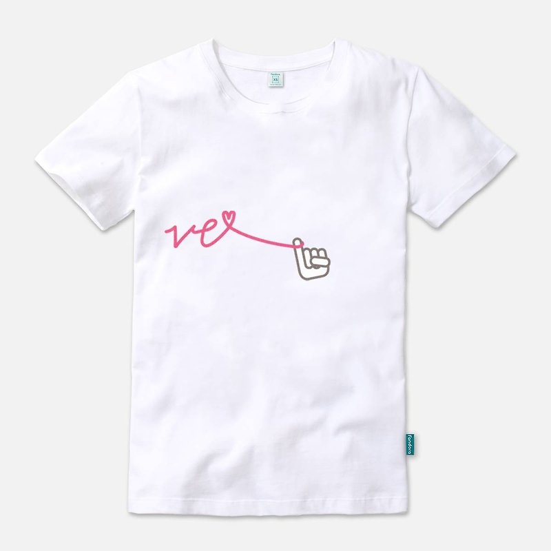 Our Love Line-VE - 中性短袖T-shirt - 情侣装 - 中性连帽卫衣/T 恤 - 棉．麻 白色
