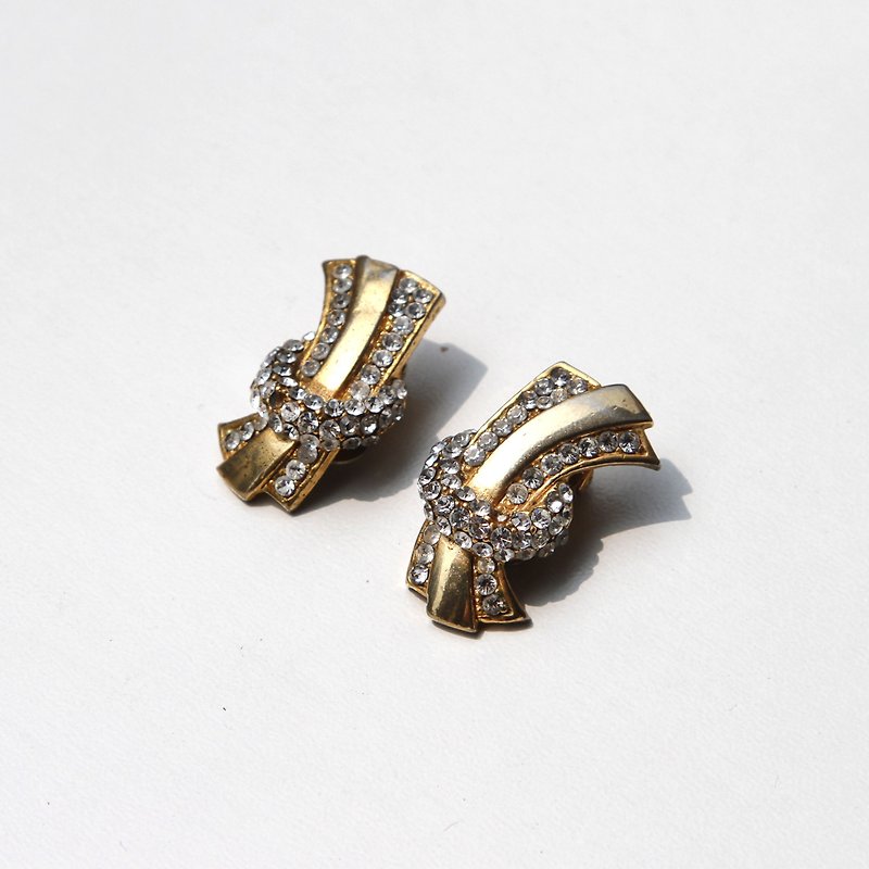 【蛋植物古着】昭和复古夹式古董耳环 - 耳环/耳夹 - 其他金属 金色