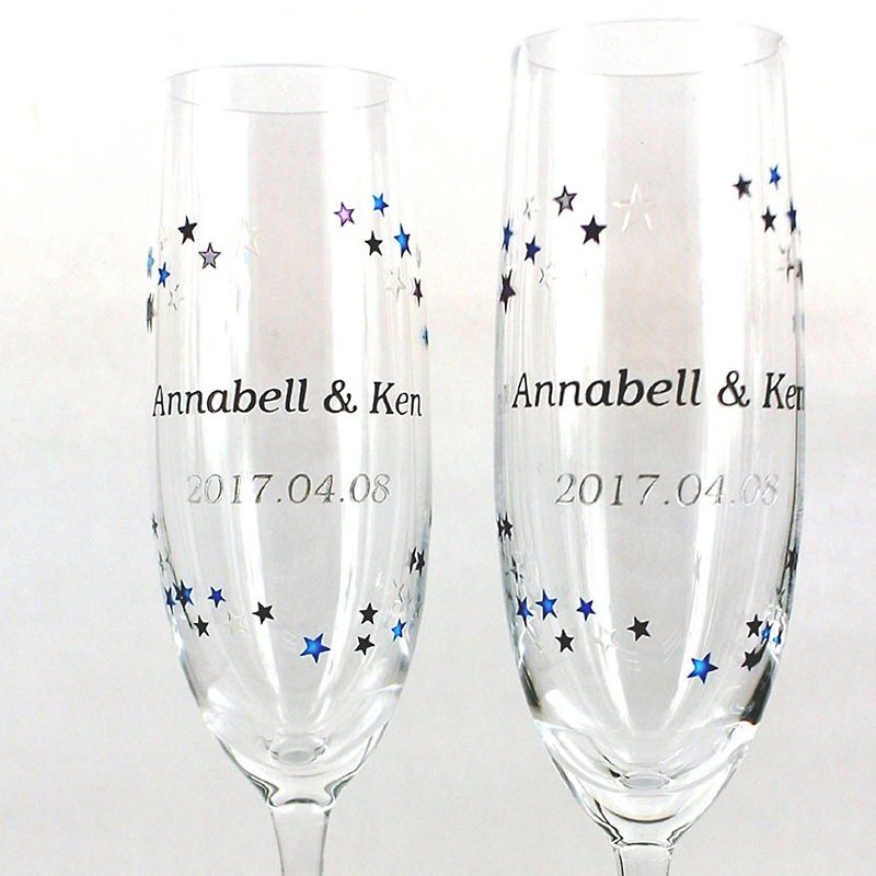 无铅水晶玻璃香槟杯刻字礼品组 | 结婚礼物,周年礼物 | 星星 - 酒杯/酒器 - 玻璃 多色