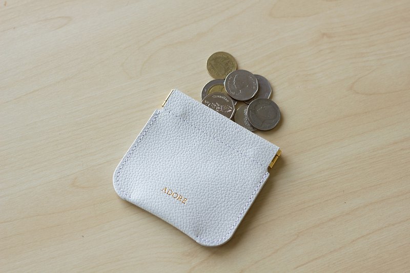 ADORE Leather coin purse - Light Grey / 零錢包 / 小銭入れ - 零钱包 - 真皮 灰色
