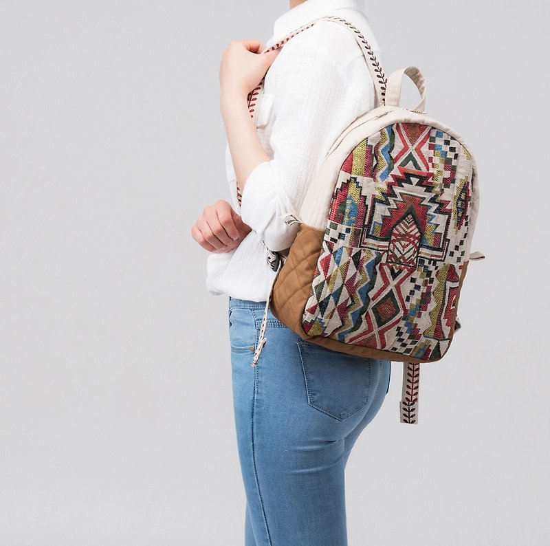 handmade Bohemian backpacks womens bags - 后背包/双肩包 - 其他材质 多色