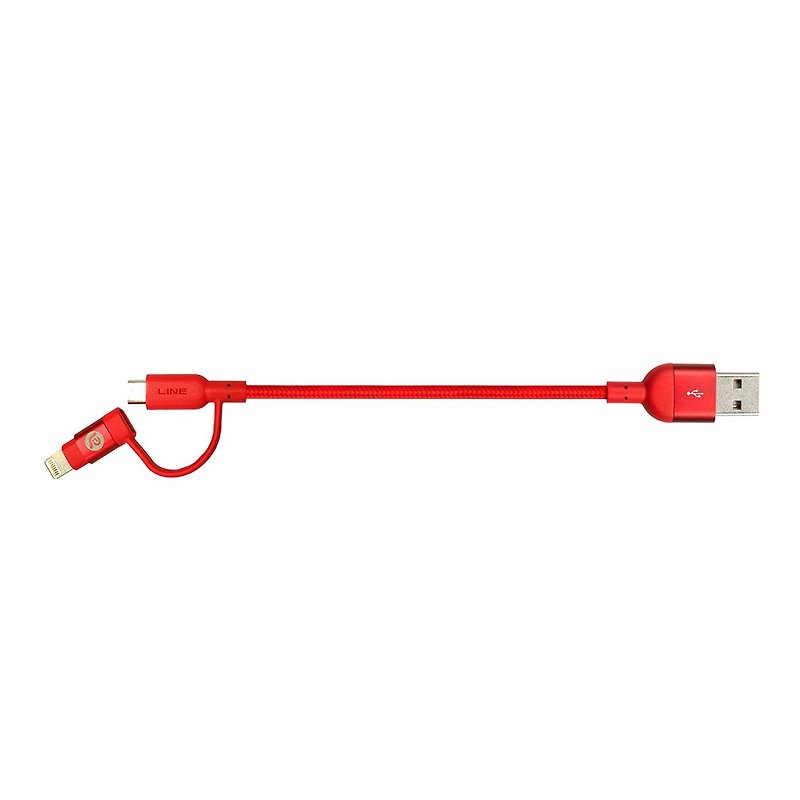 PeAk Duo 双用金属编织线 20cm 红 - 充电宝/传输线 - 其他金属 红色