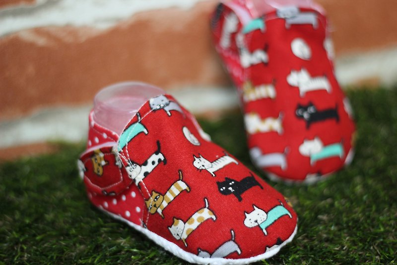 小花猫学步鞋 - 童装鞋 - 棉．麻 红色