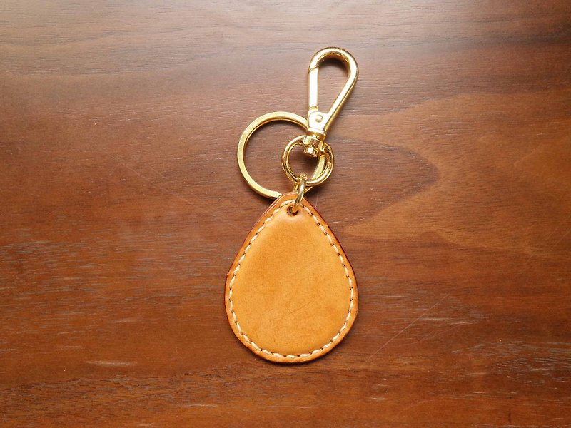 悠游卡晶片吊饰－水滴造型款－浅咖啡色 - 钥匙链/钥匙包 - 真皮 橘色