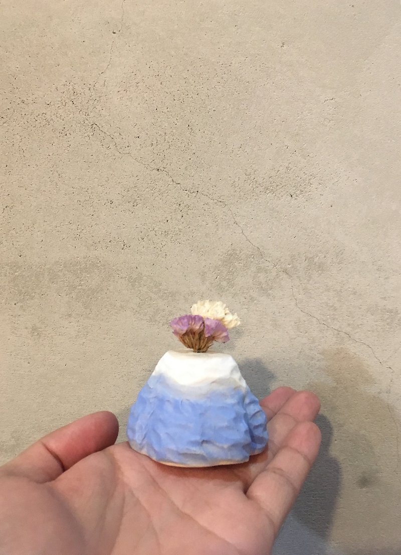 手捏富士山陶花器 - 摆饰 - 陶 蓝色