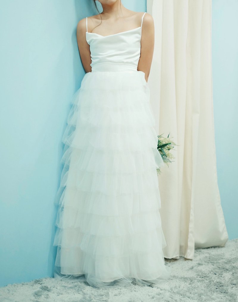 Love Philosophy Bridal简约婚纱－软网纱蛋糕裙 - 裙子 - 其他材质 白色